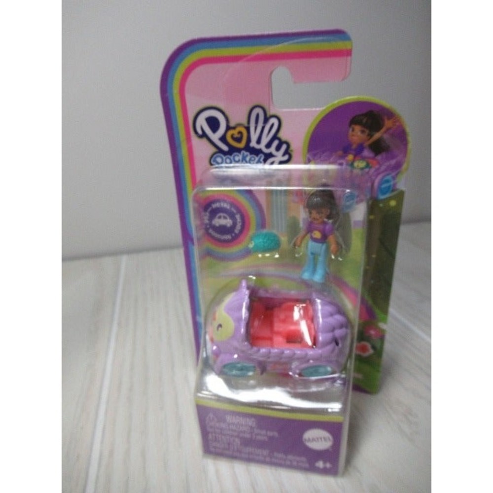 Polly pocket mini purple car set hedgehog girl doll pet - Picture 1 of 3